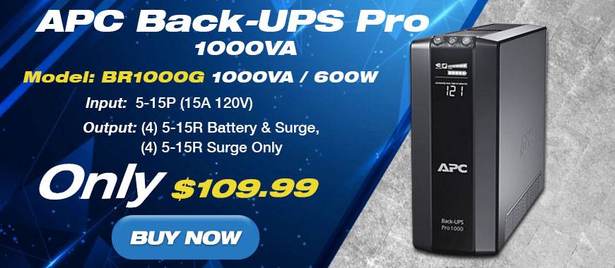 APC Back-UPS PRO 1000VA 600W BR1000G - New Batteries, Refurbished UPS - On sale for only $109.99