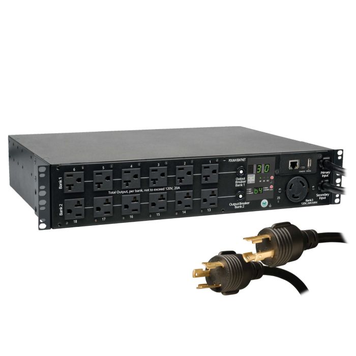 Tripp Lite PDUMH30ATNET 2900W Switched Automatic Transfer Switch PDU, 120V 30A – Refurbished
